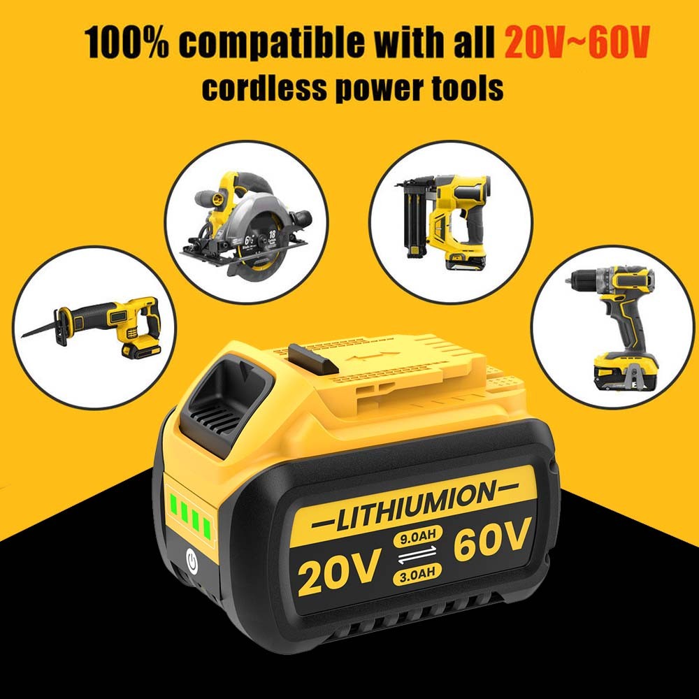 12Ah 9Ah DCB609 DCB609-2 For DEWALT DCB612 20V/60V MAX FLEXVOLT Li-Ion Battery