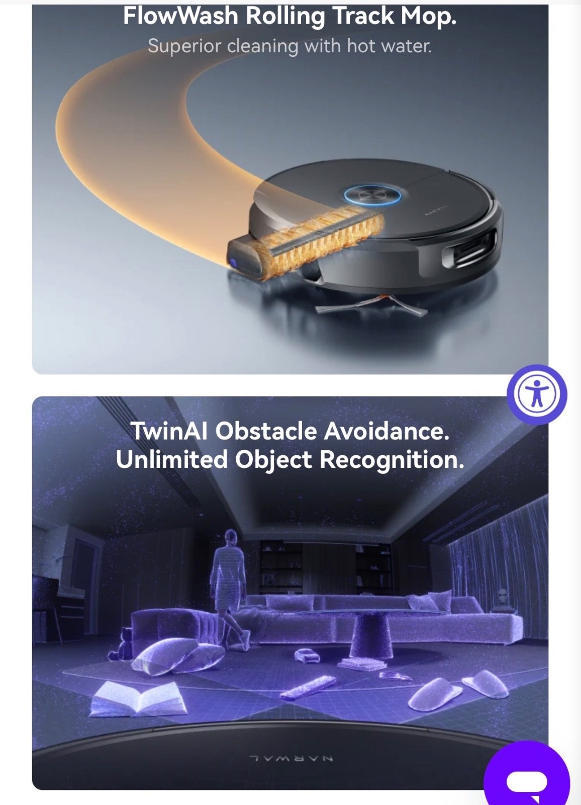 NARWAL Flow 2 Robot Vacuum and Mop Combo, 31,000Pa Suction, FlowWash Self-Clean