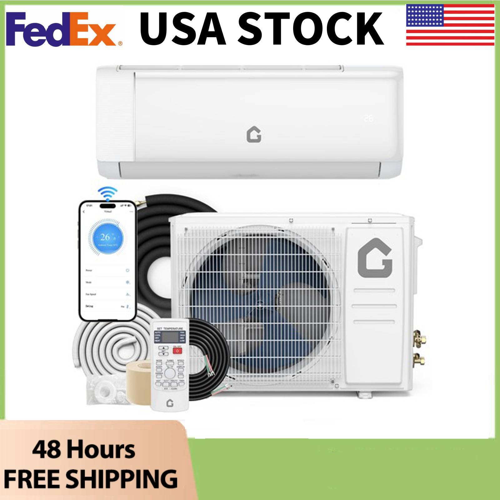 12000 BTU Mini Split Air Conditioner Ductless Inverter System Heat Pump 220V,Kit