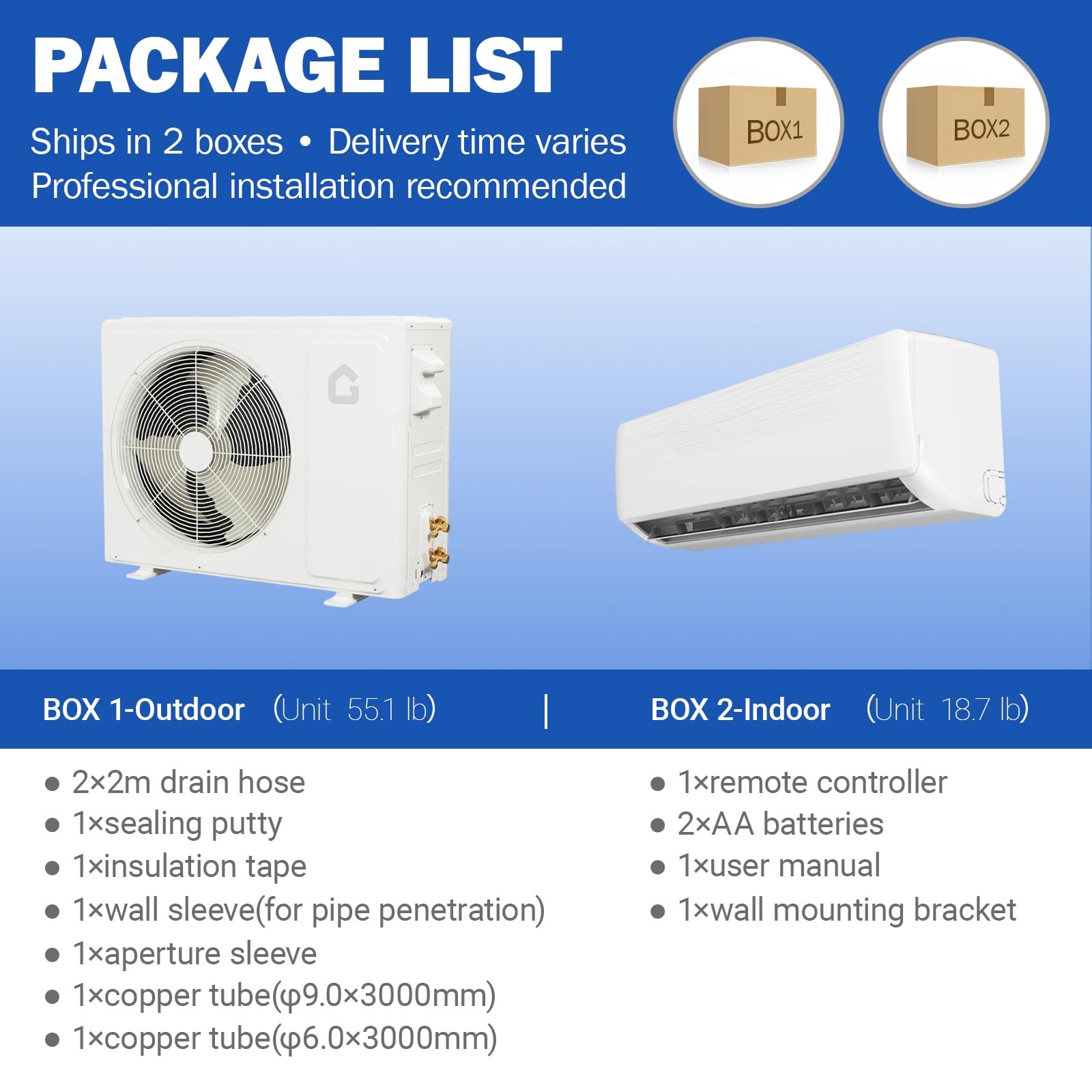 Ⓜ️12000BTU Mini Split AC/Heating System Air Conditioners Cools Up to 750 Sq. Ft