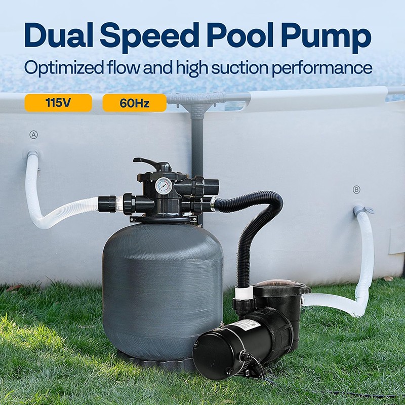 2.0HP Self Primming Above Ground Swimming Pool Pump 2-Speed 1.5″ & 1.25” Intlet