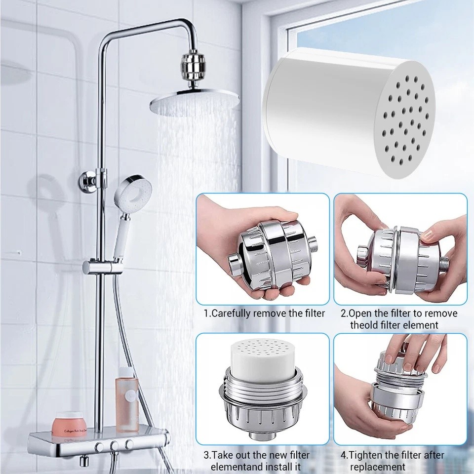 4 Pack 20 Stage Shower Filter Replacement Cartridge Shower Filter for Hard Water