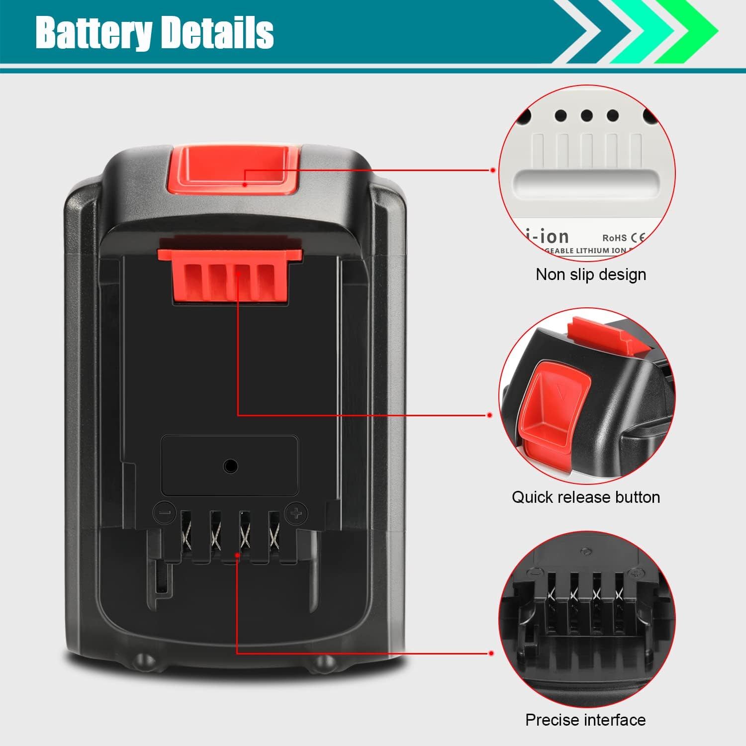 20V MAX Lithium-ion 8.0Ah Battery for BLACK & DECKER 20 Volt LBXR20 LBX20 LB20
