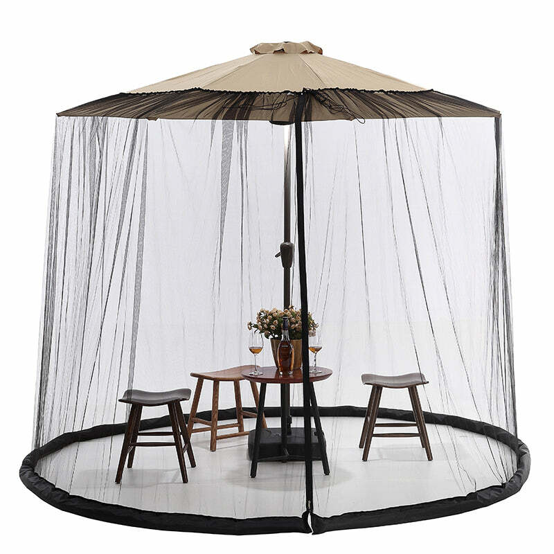 9ft Patio Umbrella Bug Screen w/Zipper Door and Polyester Netting