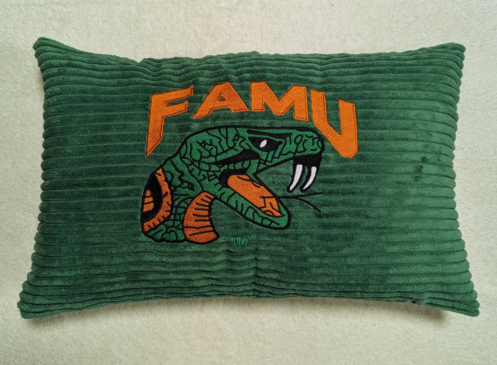 FLORIDA A&M UNIVERSITY Embroidered Corduroy Throw Pillow 20″ x 12″- FAMU – HBCU