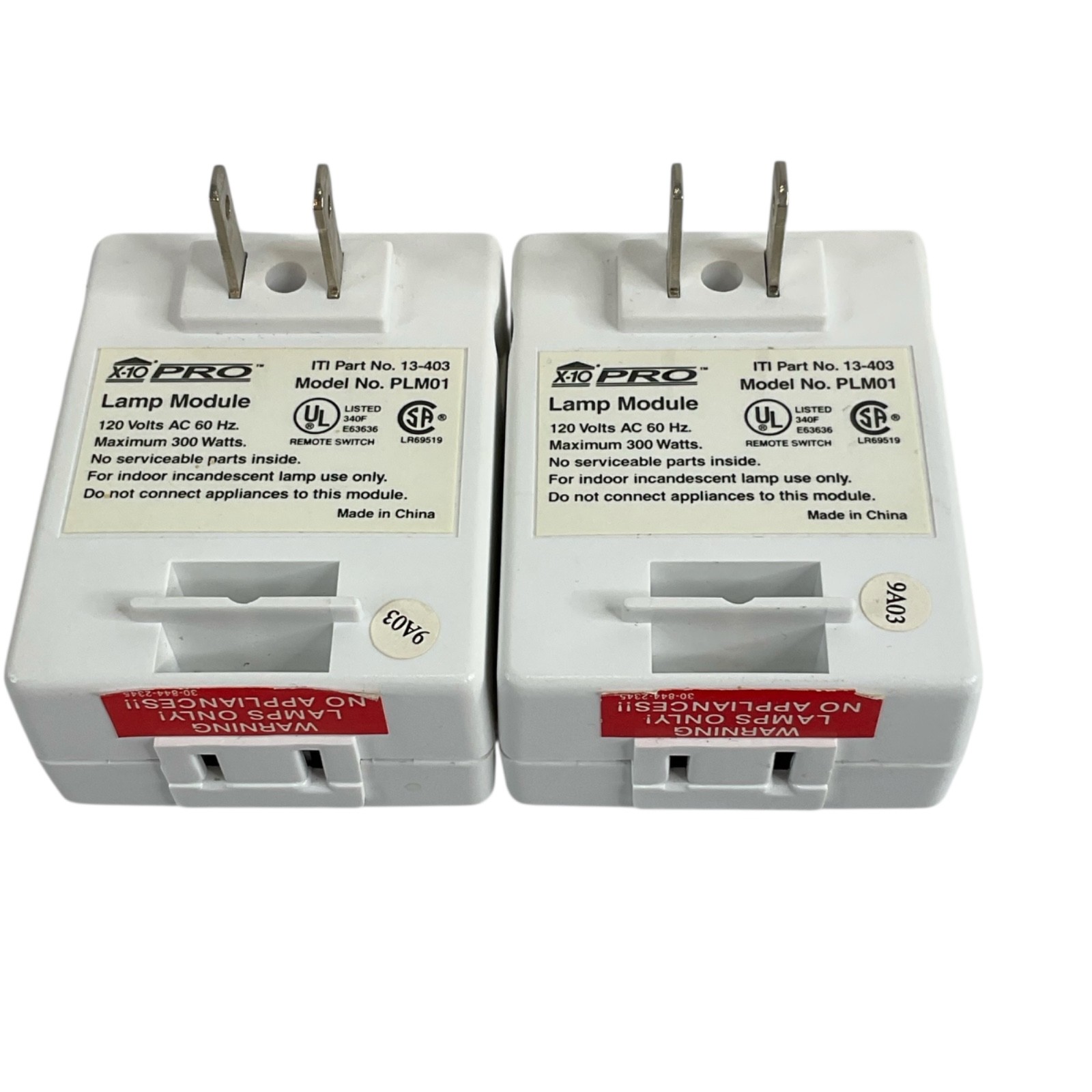 X10 Pro Lamp Module PLM01 120 Volts 60 Hz Mx 300 watts Lot of 2