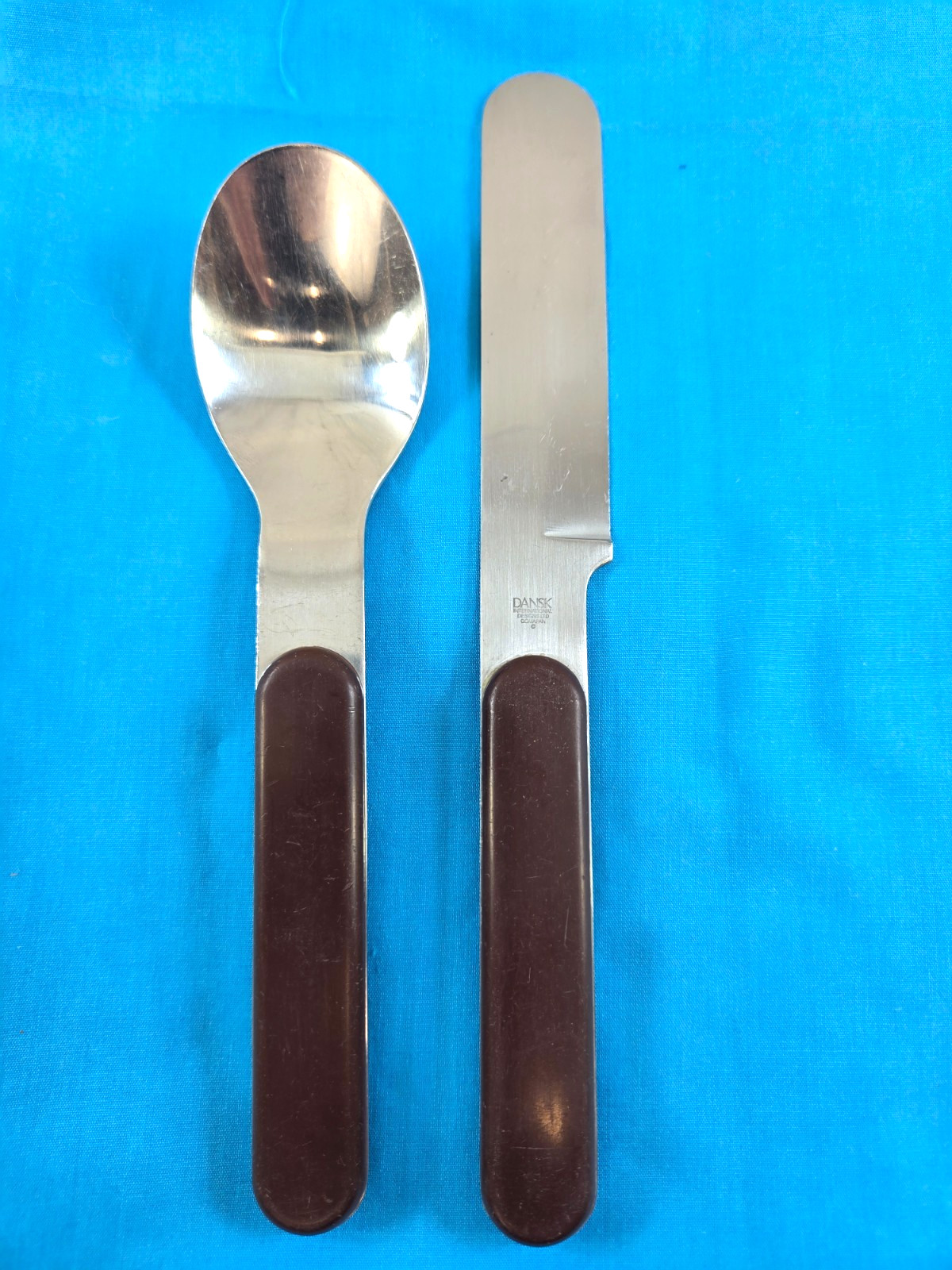 Dansk International Summer House Brown Handle Knife & Soup Spoon Japan