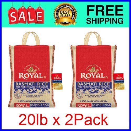 2Bag, Authentic Royal Naturally Aged Indian White Basmati Rice Long-Grain 20 lb