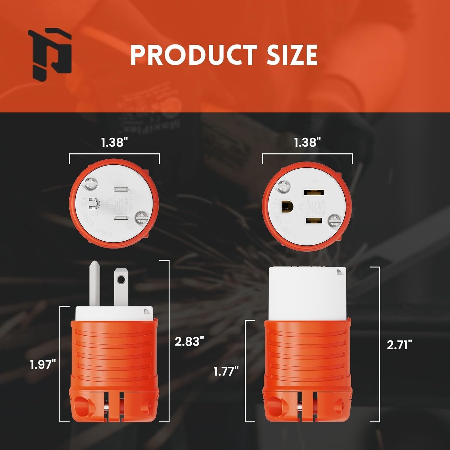 Adjustable 3-Prong Plug & Connector Set, Reliable for Home and Industrial Use