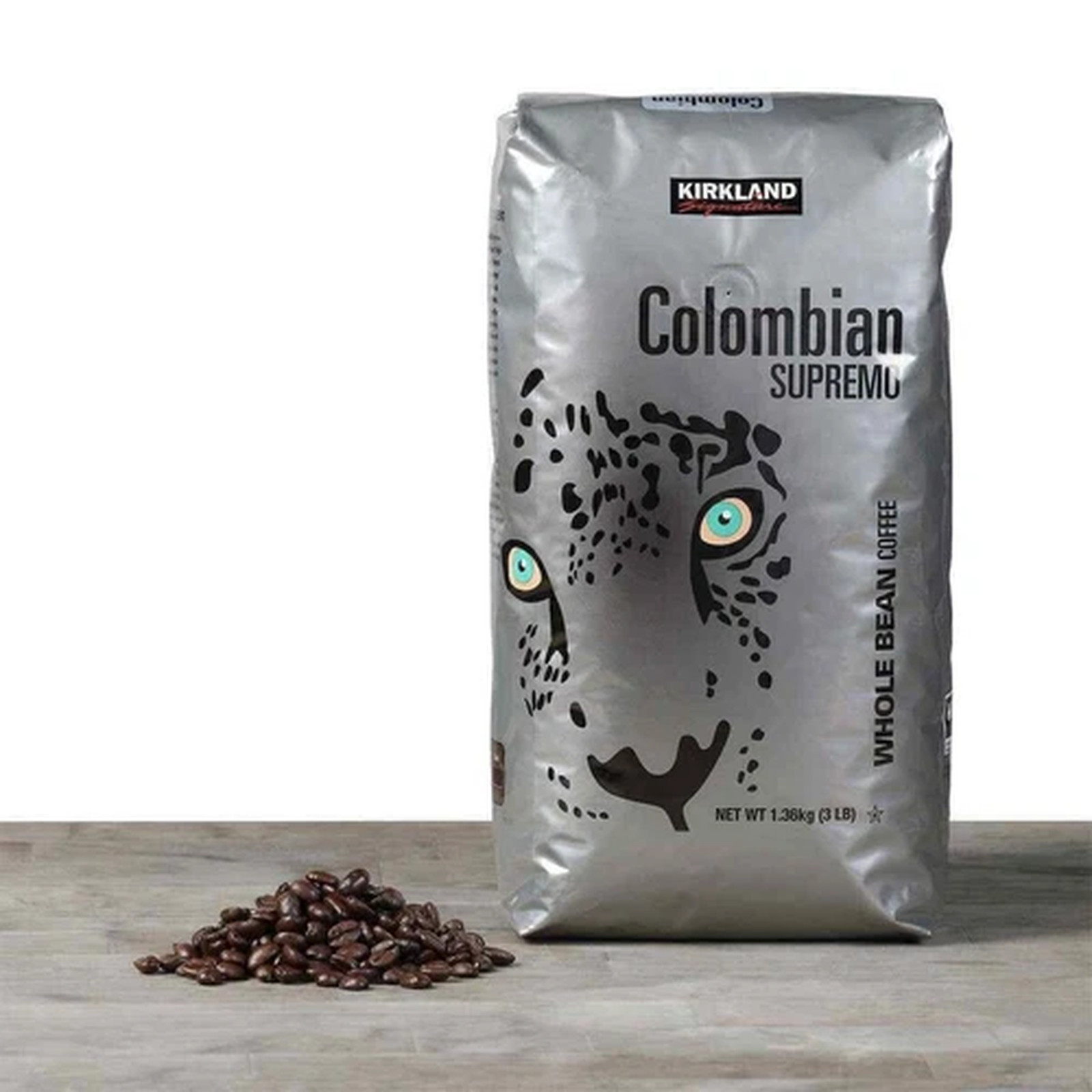 Kirkland Signature Colombian Supremo Whole Bean Coffee Medium Roast Caffeinated