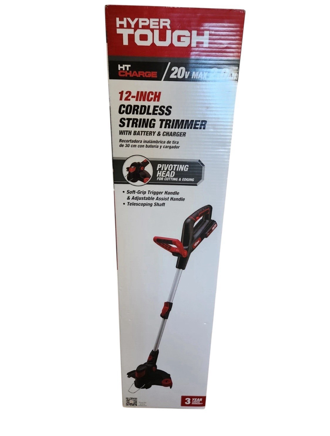 Hyper Tough 20V Max 12″ Cordless String Trimmer w Battery & Charger Weed Eater