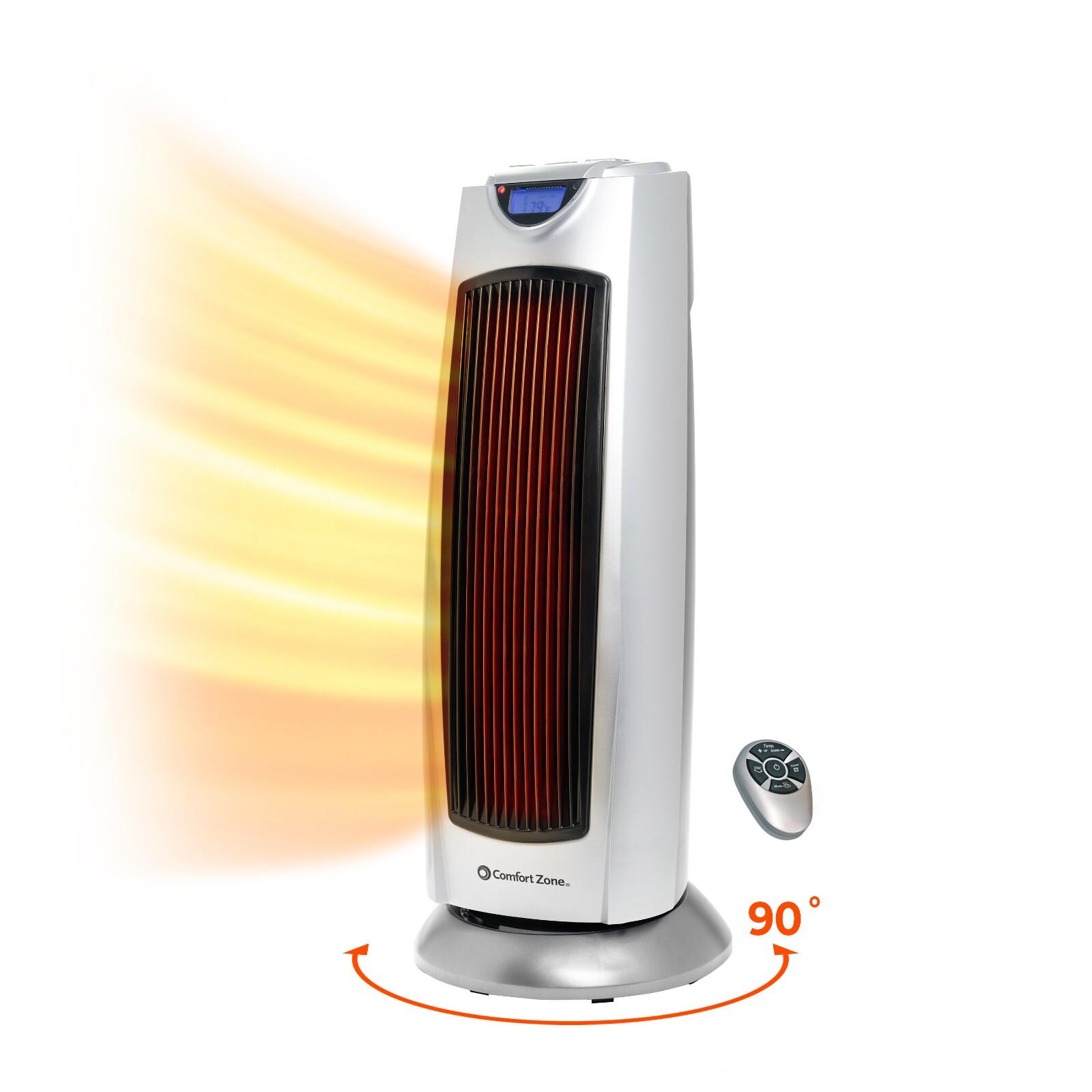 Comfort Zone Oscillating Digital Tower Space Heater with Remote Control